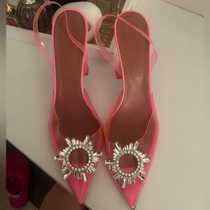 Amina Muaddi PVC Begum Glass Slingback Pump Bubblegum size 43